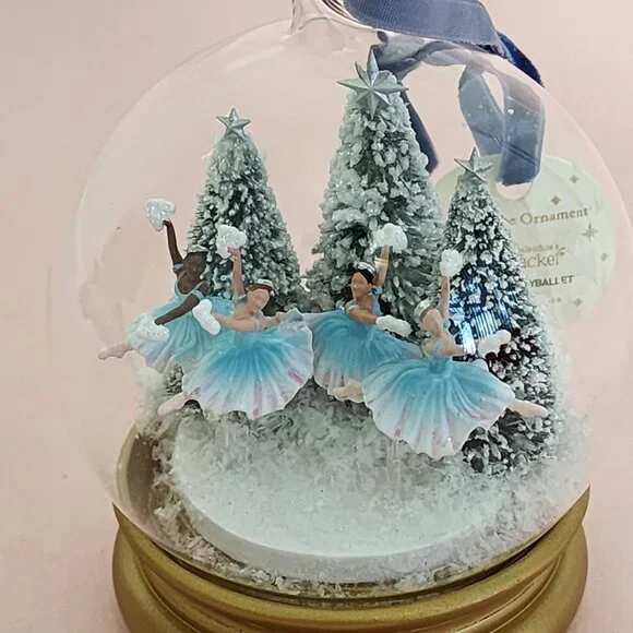 Anthropologie New York City Ballet Glass Snowglobe Ornament Snowflakes  NWT - Picture 4 of 9